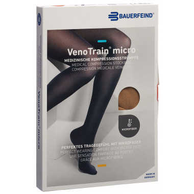 VenoTrain Micro MICRO A-G KKL2 S plus/short geschlossene Fussspitze caramel Haftband Mikronoppen