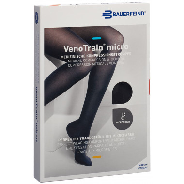 VenoTrain Micro MICRO A-G KKL2 S plus/short geschlossene Fussspitze schwarz Haftband Mikronoppen