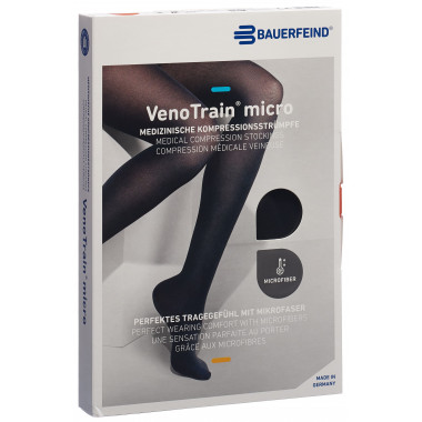 VenoTrain Micro MICRO A-G KKL2 M plus/short geschlossene Fussspitze schwarz Haftband Mikronoppen