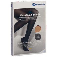 VenoTrain Micro MICRO A-G KKL2 L plus/short geschlossene Fussspitze creme Haftband Mikronoppen